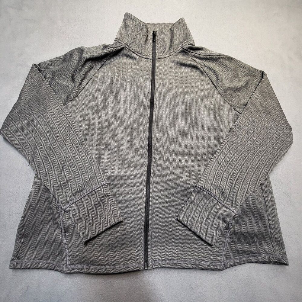 Champion C9 Jacket Womens XL Gray Herringbone‎ Full Zip Pleated Back
